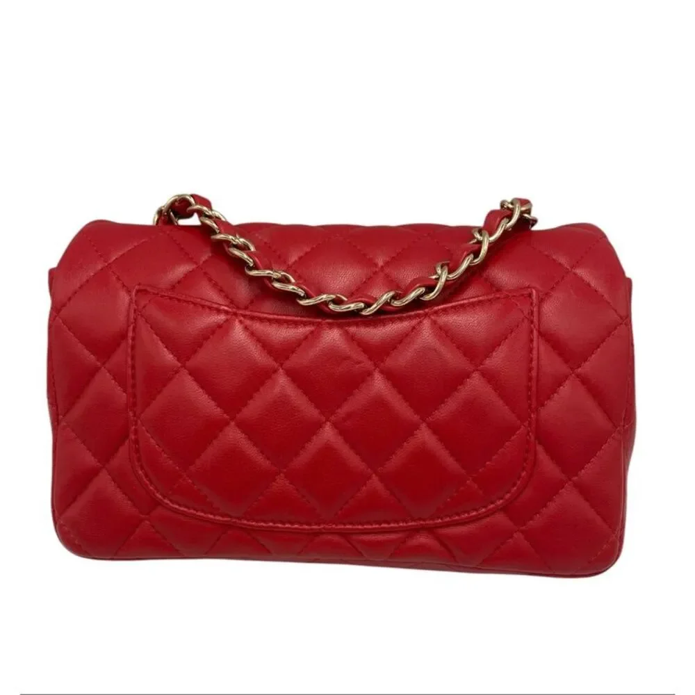Chanel Classic Double Flap Small Red Lambskin Gold
